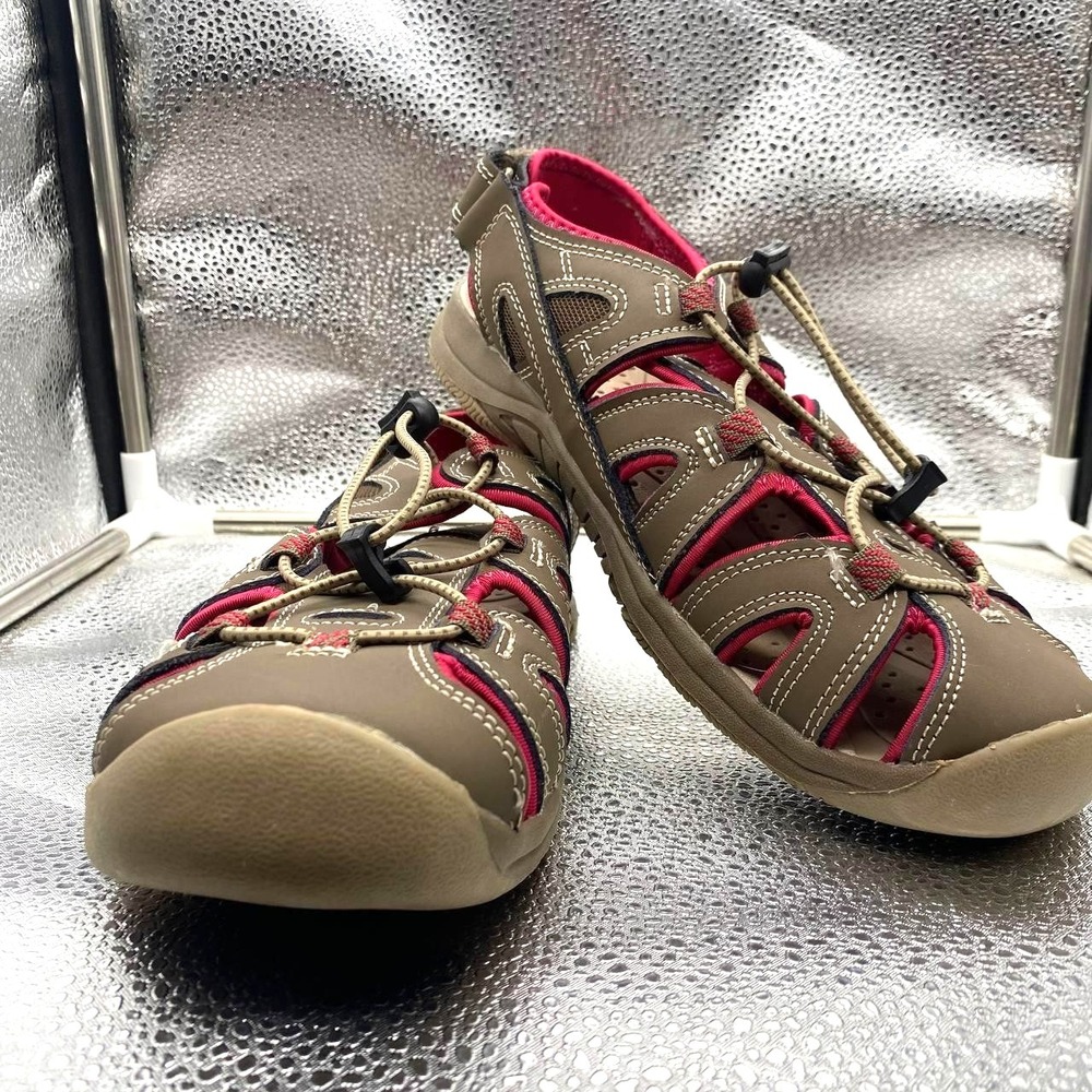 Eddie Bauer Mary Sport Hiking Sandal Women 9 Brown Pink Closed Toe Travel Hiking